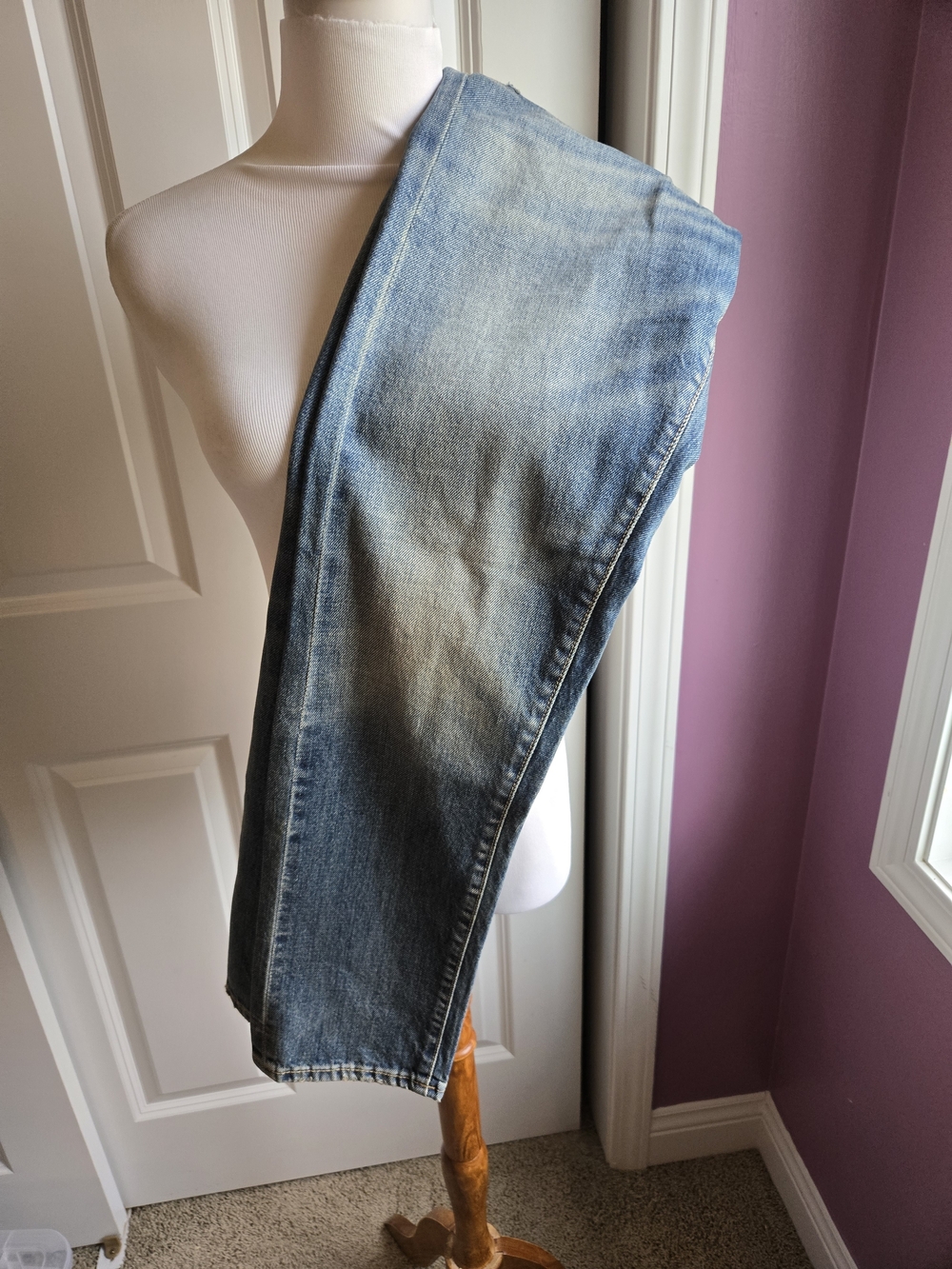 NWT MOUSSY VINTAGE Sapporo Tapered Boro Denim Jeans Made in Japan Sz 26